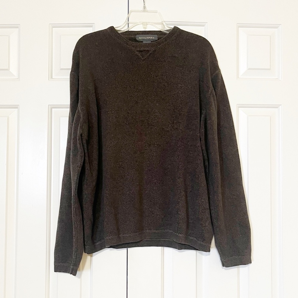 Banana Republic 100% cotton crew neck Brown pullover Sweater. Size Men's XL - Picture 3 of 11